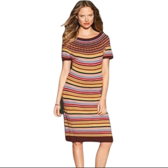 Tommy Hilfiger | Fair Isle striped alpaca wool blend sweater dress. Size M - Picture 1 of 7